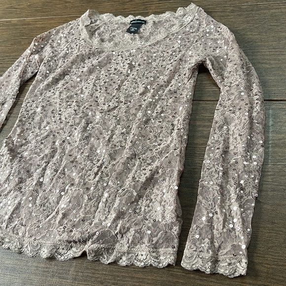 Moda International Rose Gold Lacy Sequin Top - Picture 4 of 12
